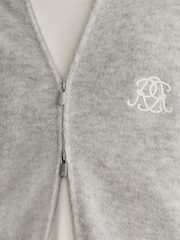 Reiss Eddie Monogram Brushed Wool-Blend Bomber Cardigan - 8суретінің 5 суреті