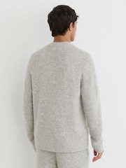 Reiss Eddie Monogram Brushed Wool-Blend Bomber Cardigan - 8суретінің 7 суреті