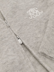 Reiss Eddie Monogram Brushed Wool-Blend Bomber Cardigan - 8суретінің 8 суреті