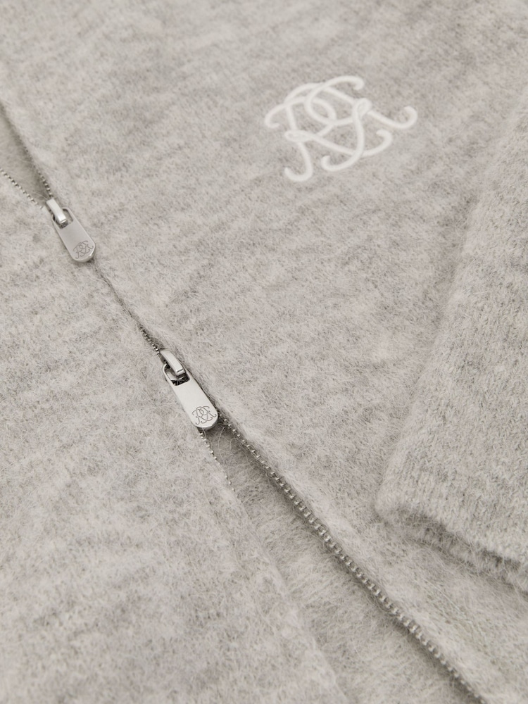 Reiss Eddie Monogram Brushed Wool-Blend Bomber Cardigan - 8суретінің 8 суреті