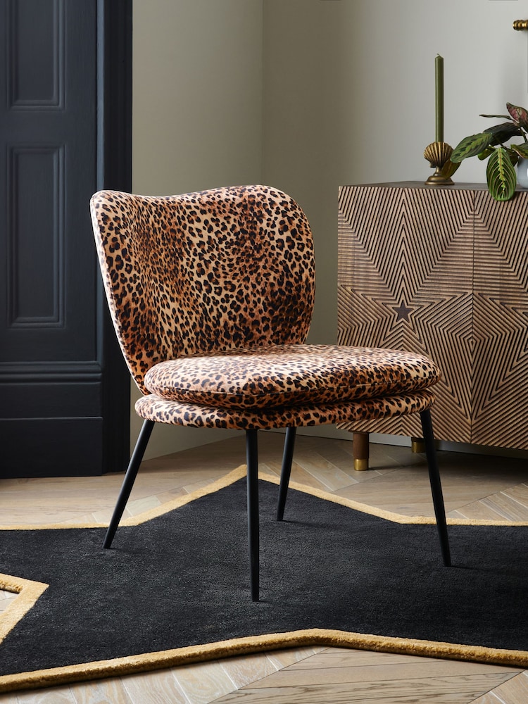 Rockett St George Leopard Love Velvet Perfect Accent Chair - Image 1 of 7
