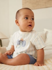 Blue Elephant Baby 100% Cotton T-Shirt And Shorts 2 Piece Set - Image 3 of 12