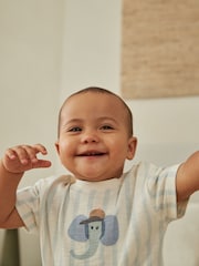 Blue Elephant Baby 100% Cotton T-Shirt And Shorts 2 Piece Set - Image 4 of 12