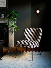 Rockett St George Studio Stripe Velvet Sand and Black Perfect Accent Chair - Image 1 of 7
