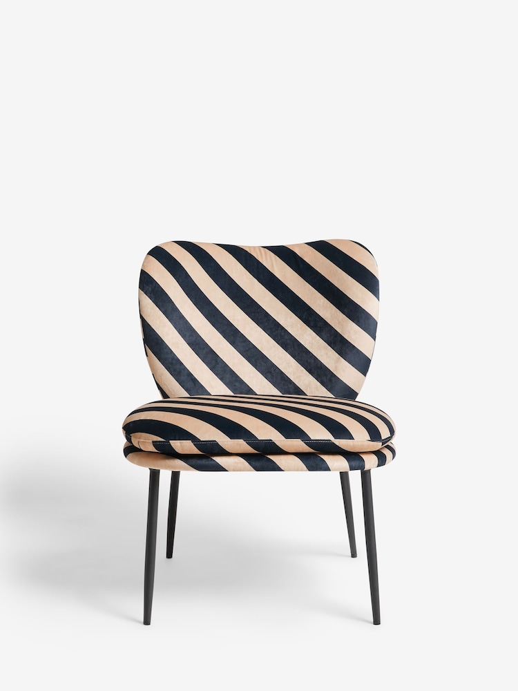 Rockett St George Studio Stripe Velvet Sand and Black Perfect Accent Chair - Image 2 of 7