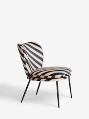 Rockett St George Studio Stripe Velvet Sand and Black Perfect Accent Chair - Image 3 of 7