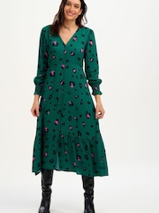 Sugarhill Brighton Green Gwen Midi Tiered Dress - Image 1 of 4