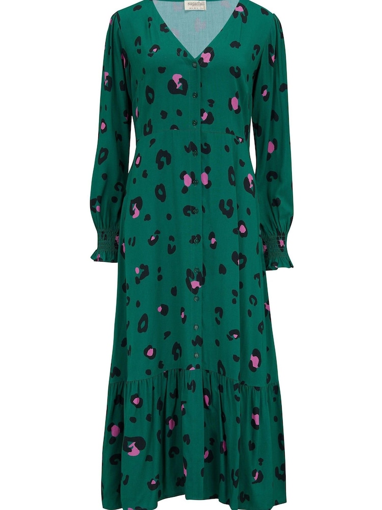 Sugarhill Brighton Green Gwen Midi Tiered Dress - Image 4 of 4