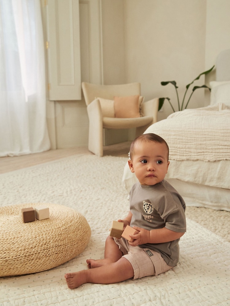 Black/White Cheetah Baby T-Shirt and Shorts 2 Piece Set - Image 1 of 11