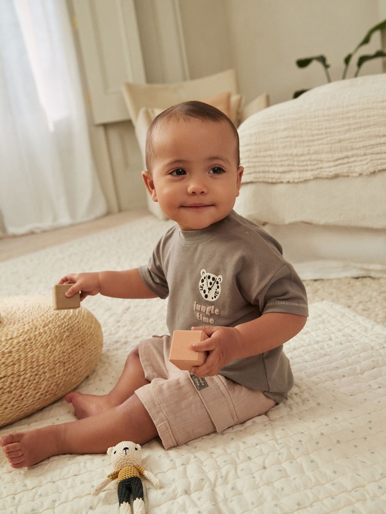 Black/White Cheetah Baby T-Shirt and Shorts 2 Piece Set - Image 2 of 11