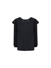 Ro&Zo Trim Insert Cotton Black Blouse - Image 5 of 6