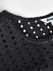 Ro&Zo Trim Insert Cotton Black Blouse - Image 6 of 6