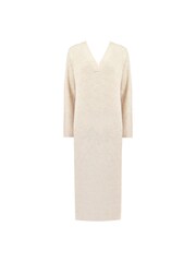 Ro&Zo Knit V-Neck Midi Natural Dress - Image 6 of 7