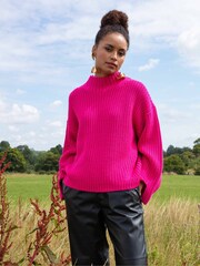 Ro&Zo Pink Split Sleeve High Neck Jumper - Image 1 of 7