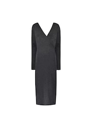 Ro&Zo Rib Knit Wrap Black Dress - Image 5 of 6