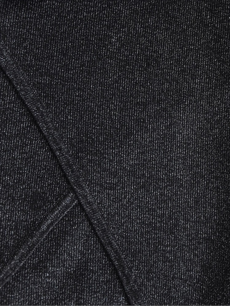 Ro&Zo Rib Knit Wrap Black Dress - Image 6 of 6