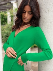 Ro&Zo Green Rib Knit Wrap Dress - Image 3 of 7