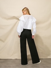 Ro&Zo Trim Insert Cotton White Blouse - Image 2 of 7