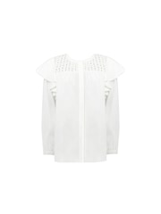 Ro&Zo Trim Insert Cotton White Blouse - Image 6 of 7