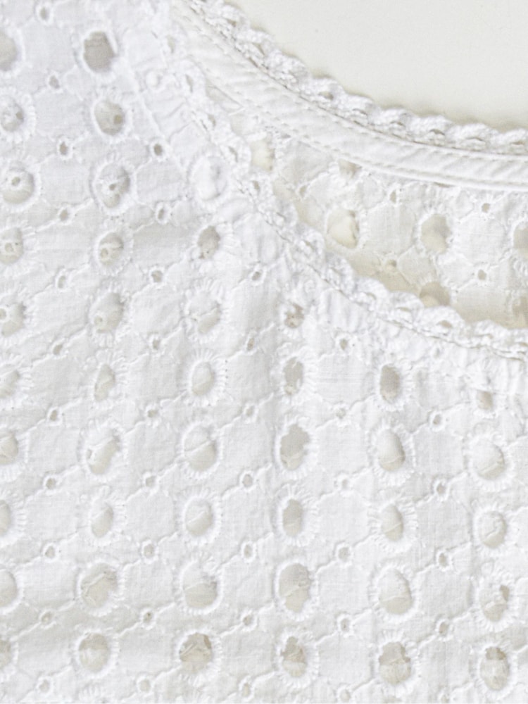 Ro&Zo Trim Insert Cotton White Blouse - Image 7 of 7