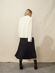 Ro&Zo Pleated Satin Black Skirt - Image 3 of 9