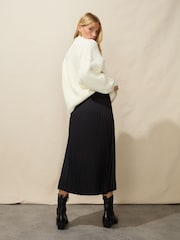 Ro&Zo Pleated Satin Black Skirt - Image 4 of 9
