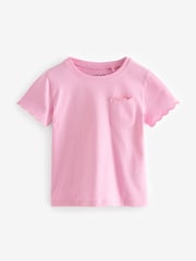 Rosa/Weiß/Streifen - 100% Baumwoll-T-Shirts mit kurzen Ärmeln und Bogenkanten im 3er-Pack (3Monate bis7Jahre) - Bild 3 von 6
