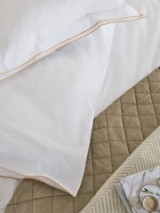White With Natural Edge Collection Luxe 200 Thread Count 100% Egyptian Cotton Percale Luxury Duvet Cover And Pillowcase Set - Image 2 of 2