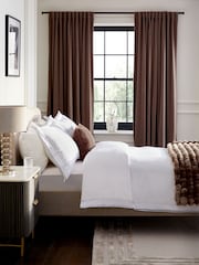 White With Black Edge Collection Luxe 200 Thread Count 100% Egyptian Cotton Percale Duvet Cover And Pillowcase Set - Image 1 of 4