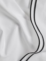 White With Black Edge Collection Luxe 200 Thread Count 100% Egyptian Cotton Percale Duvet Cover And Pillowcase Set - Image 4 of 4