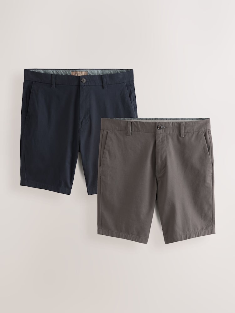 Marinha/Carvão - Ajuste fino - Pacote 2 de shorts Stretch Chino - Imagem 1 de 12
