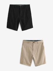 Black/Tan Stretch Chinos Shorts 2 Pack - Image 1 of 17