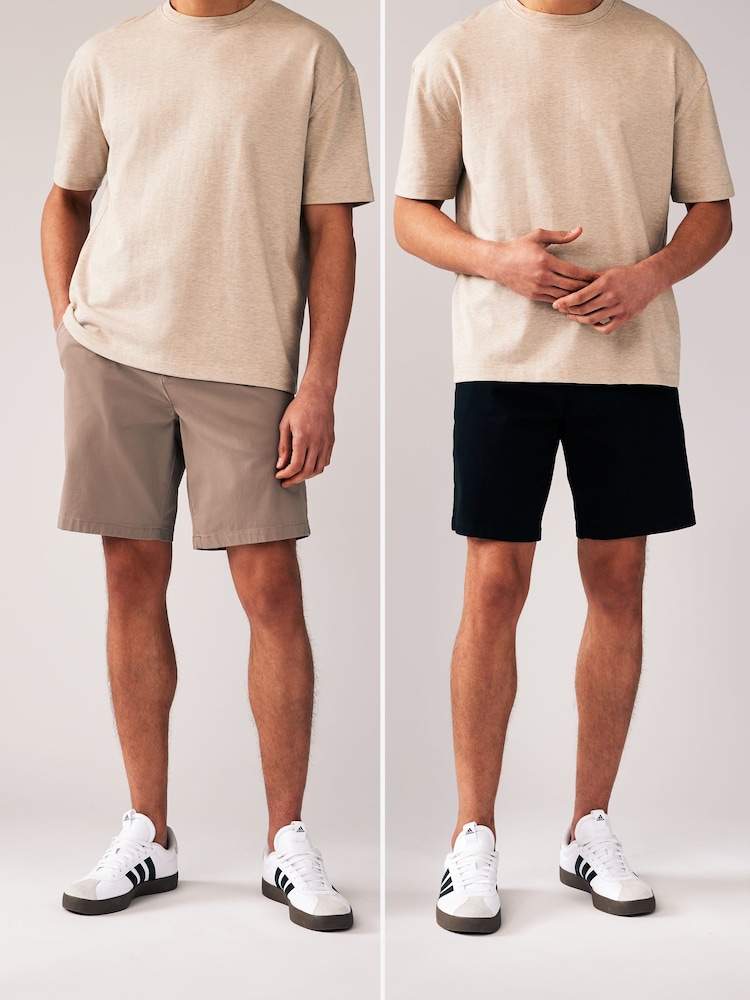Black/Tan Stretch Chinos Shorts 2 Pack - Image 2 of 17