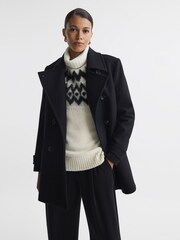 Reiss Cream/Black Amy Wool-Cashmere Blend Fairisle Pattern Roll Neck Jumper - Image 5 of 6