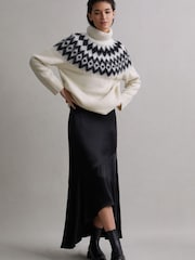 Reiss Cream/Black Amy Wool-Cashmere Blend Fairisle Pattern Roll Neck Jumper - Image 6 of 6