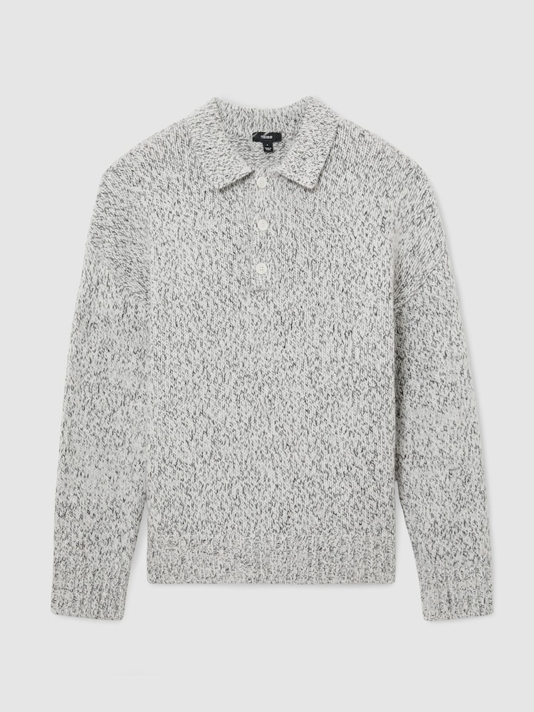 Maglione Reiss Jasper in misto lana a maglia screziata con mezza abbottonatura - Immagine 2 di 7 Maglione Reiss Jasper in misto lana a maglia screziata con mezza abbottonatura - Immagine 2 di 7