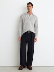 Maglione Reiss Jasper in misto lana a maglia screziata con mezza abbottonatura - Immagine 3 di 7