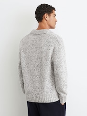 Maglione Reiss Jasper in misto lana a maglia screziata con mezza abbottonatura - Immagine 5 di 7