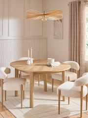 Light Natural Hayford Oak Effect Chevron Extending 4 to 6 Seater Round Dining Table - Image 1 of 8
