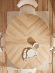 Light Natural Hayford Oak Effect Chevron Extending 4 to 6 Seater Round Dining Table - Image 2 of 8