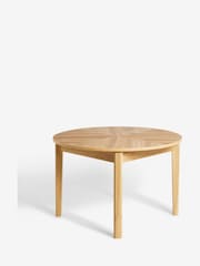 Light Natural Hayford Oak Effect Chevron Extending 4 to 6 Seater Round Dining Table - Image 6 of 8