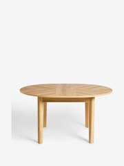 Light Natural Hayford Oak Effect Chevron Extending 4 to 6 Seater Round Dining Table - Image 8 of 8