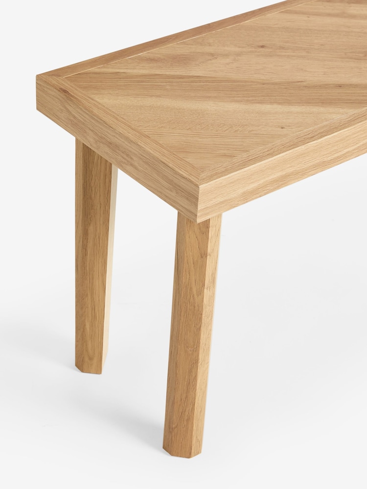 Light Natural Hayford Oak Effect Chevron Dining Bench - Image 7 of 7