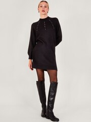 Monsoon Black Pearl Detail Dress - Image 3 of 5