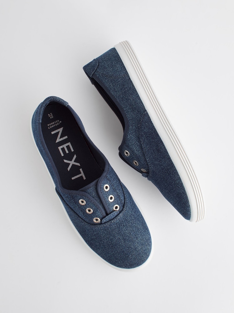 Denim - Forever Comfort® bestickte Sportschuh-Slipper aus Canvas ohne Schnürsenkel - Bild 9 von 9 Denim - Forever Comfort® bestickte Sportschuh-Slipper aus Canvas ohne Schnürsenkel - Bild 9 von 9