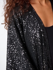 Roman Black Embellished Sequin Cape Jacket - Image 5 of 5