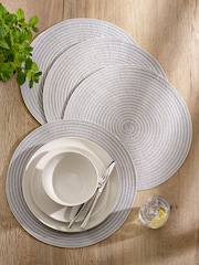 Set of 4 Grey Woven Stripe Placemats - Image 1 of 3