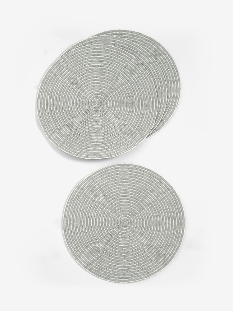 Set of 4 Grey Woven Stripe Placemats - Image 3 of 3
