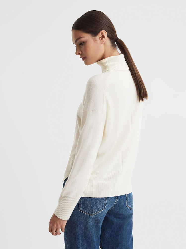 Reiss Cream Alexis Wool Blend Roll Neck Jumper - Image 6 of 6