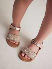 Rose Gold Beaded Occasion Sandals - Image 1 of 10